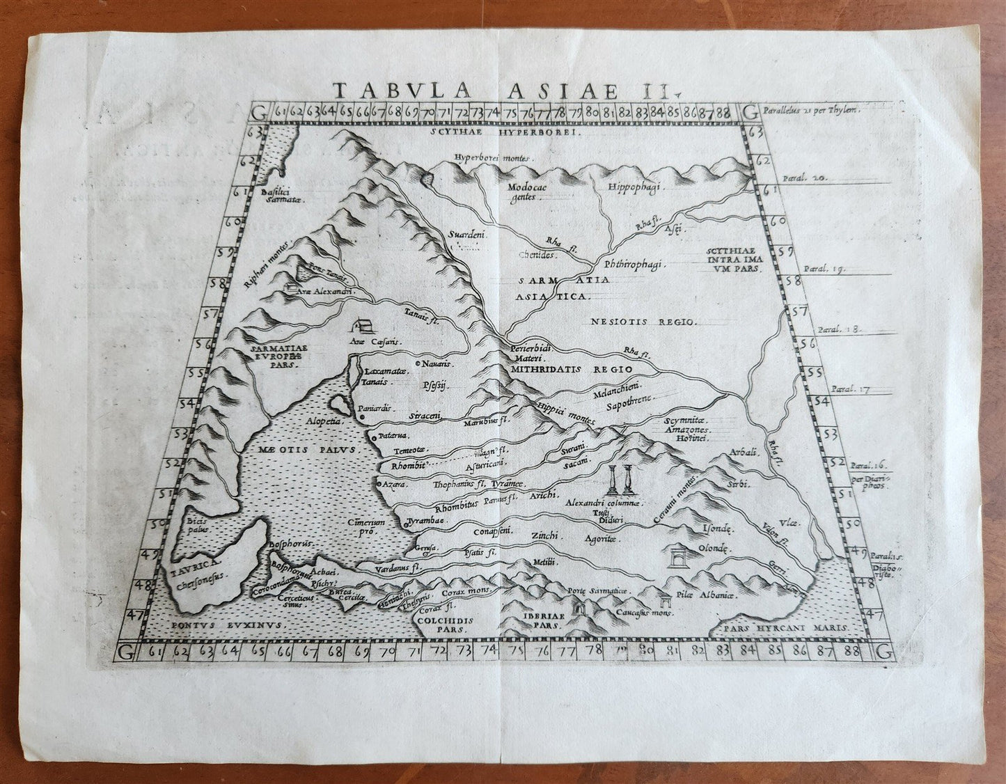 16th century Ptolemaic MAP of RUSSIA ancient Caucasus & Black Sea region ANTIQUE