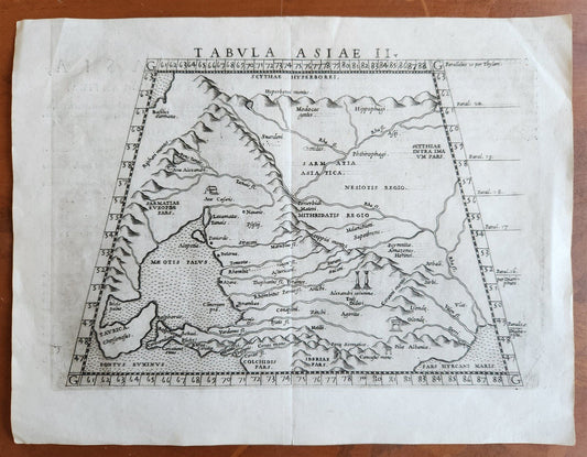 16th century Ptolemaic MAP of RUSSIA ancient Caucasus & Black Sea region ANTIQUE
