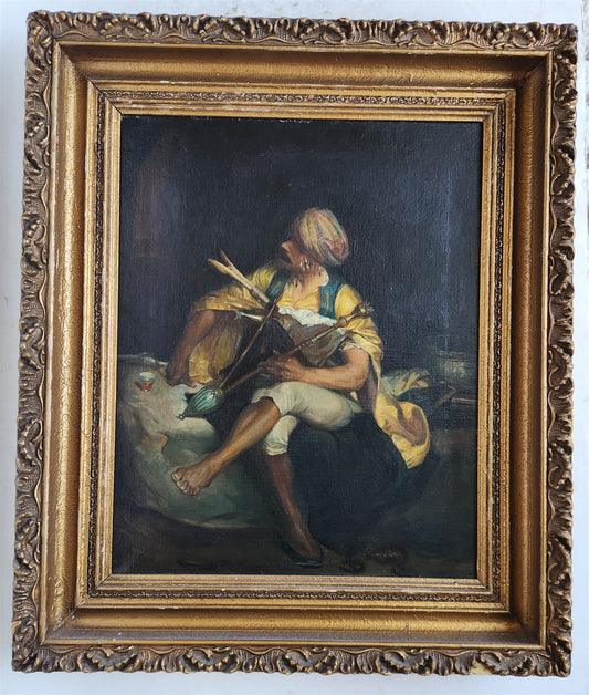 19th century OIL on CANVAS framed BASHI-BAZOUK antique OTTOMAN TURKISH INTEREST