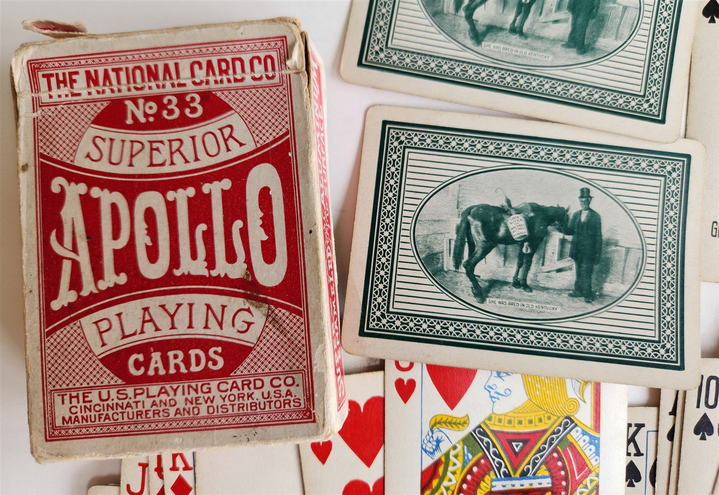 1910s APOLLO PLAYING CARDS DECK BOX antique pre-PROHIBITION ERA Americana