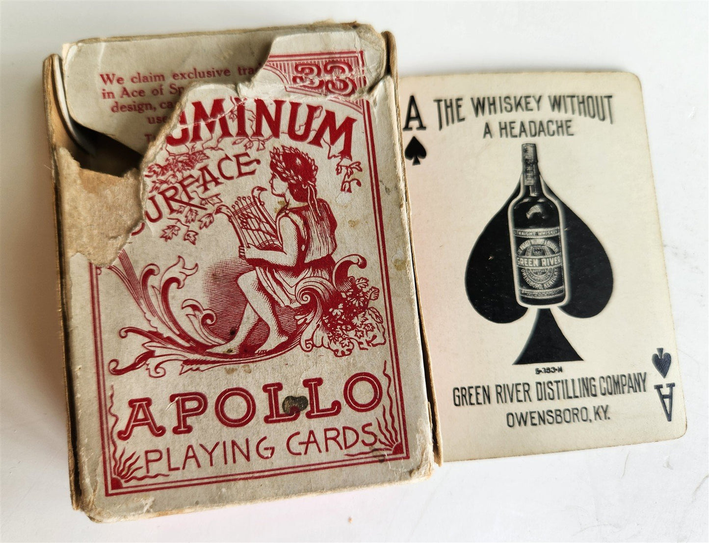 1910s APOLLO PLAYING CARDS DECK BOX antique pre-PROHIBITION ERA Americana