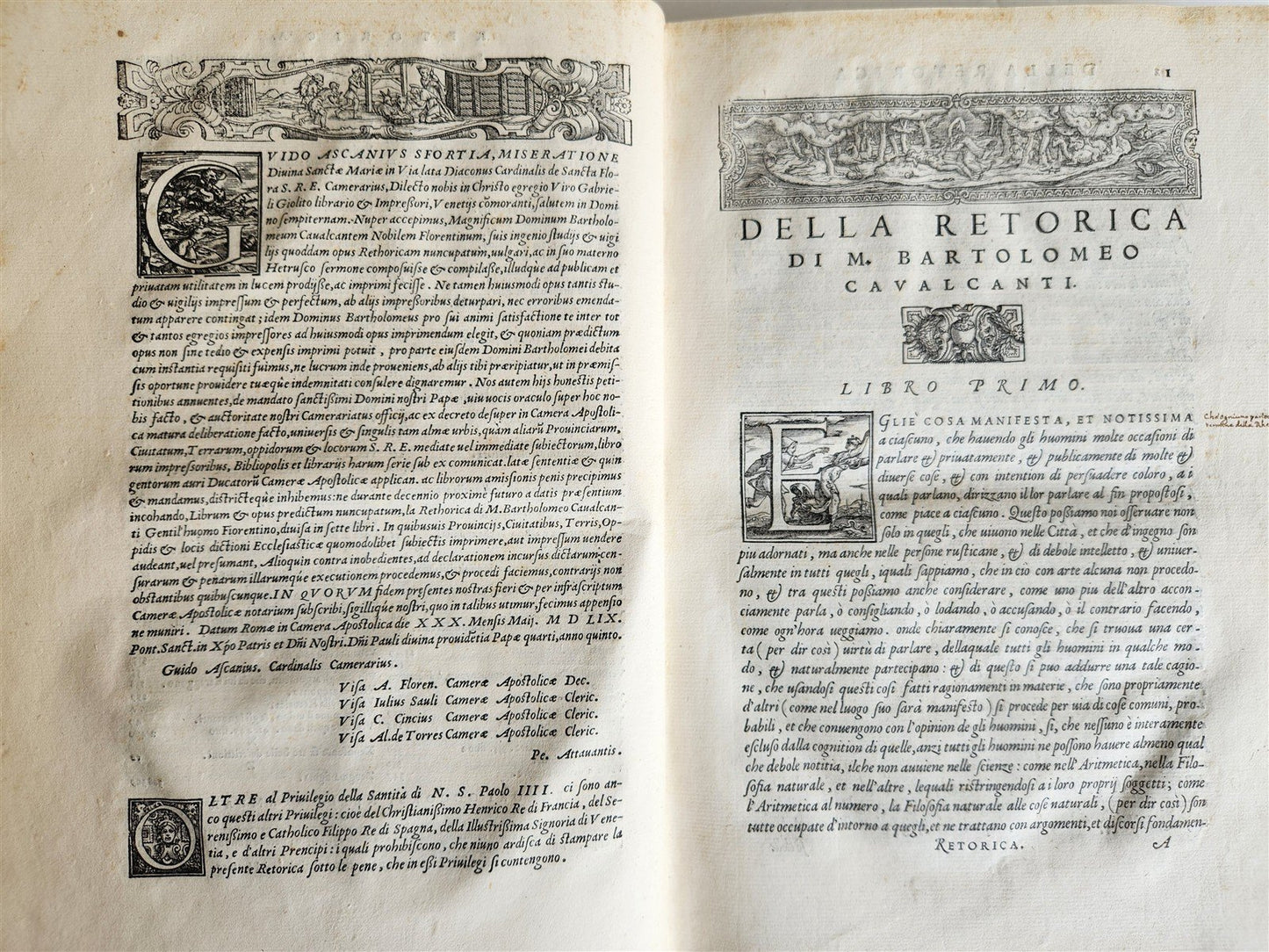 1559 LA RETORICA by Bartolomeo Cavalcanti antique VELLUM BOUND 16th century