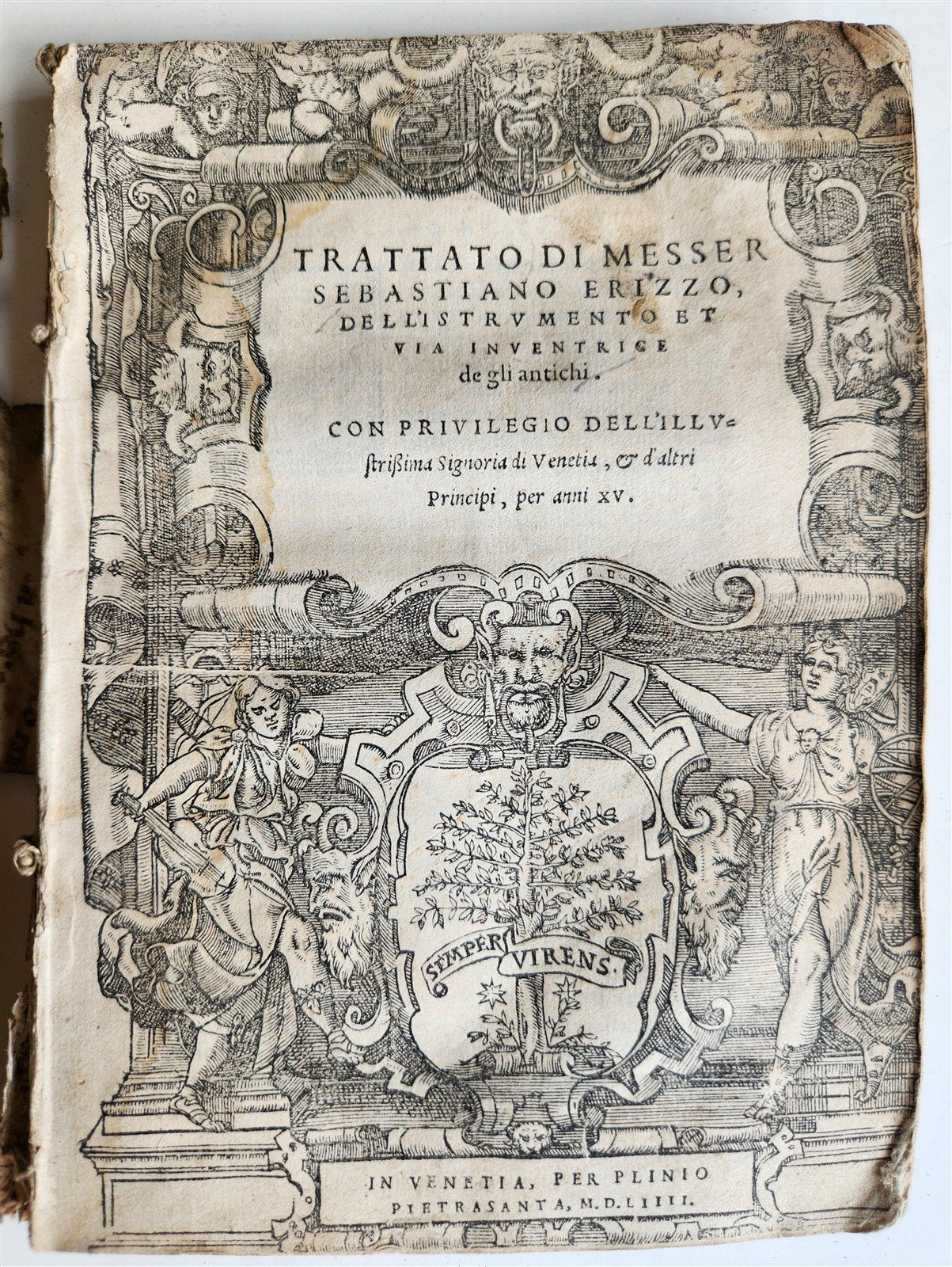 1574 TRATTATO di MESSER SEBASTIANO ERIZZO SIGNED by AUTHOR antique VELLUM BOUND