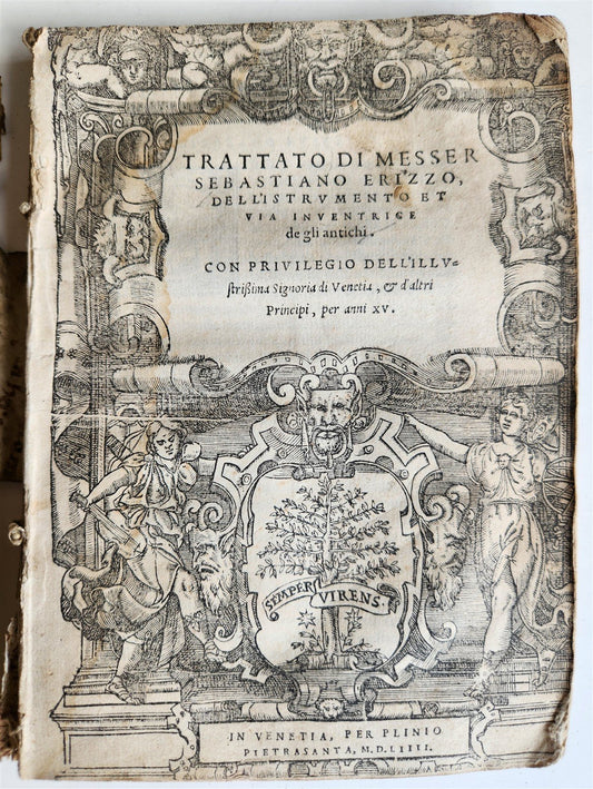1574 TRATTATO di MESSER SEBASTIANO ERIZZO SIGNED by AUTHOR antique VELLUM BOUND