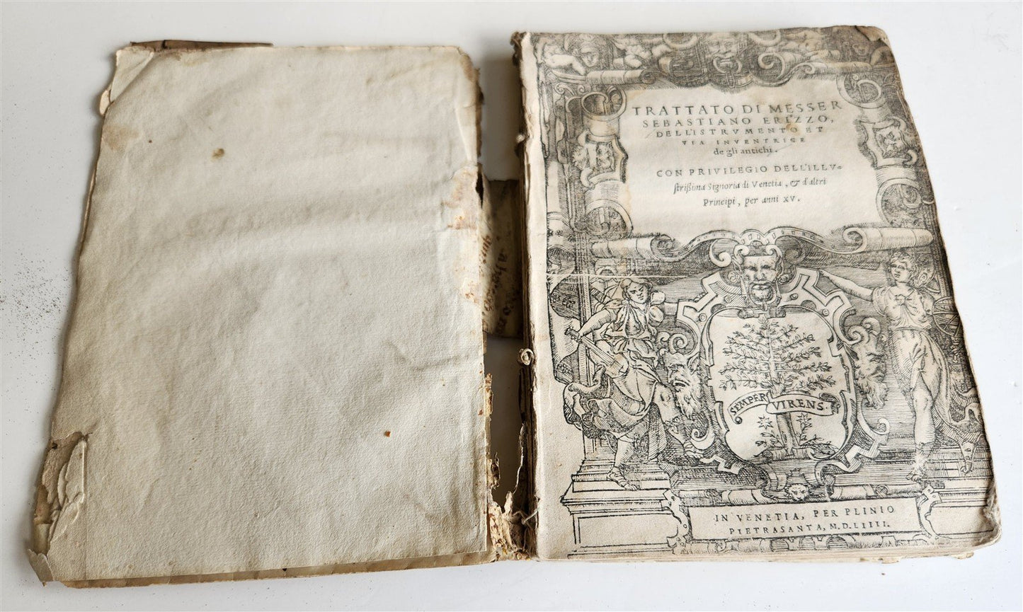 1574 TRATTATO di MESSER SEBASTIANO ERIZZO SIGNED by AUTHOR antique VELLUM BOUND