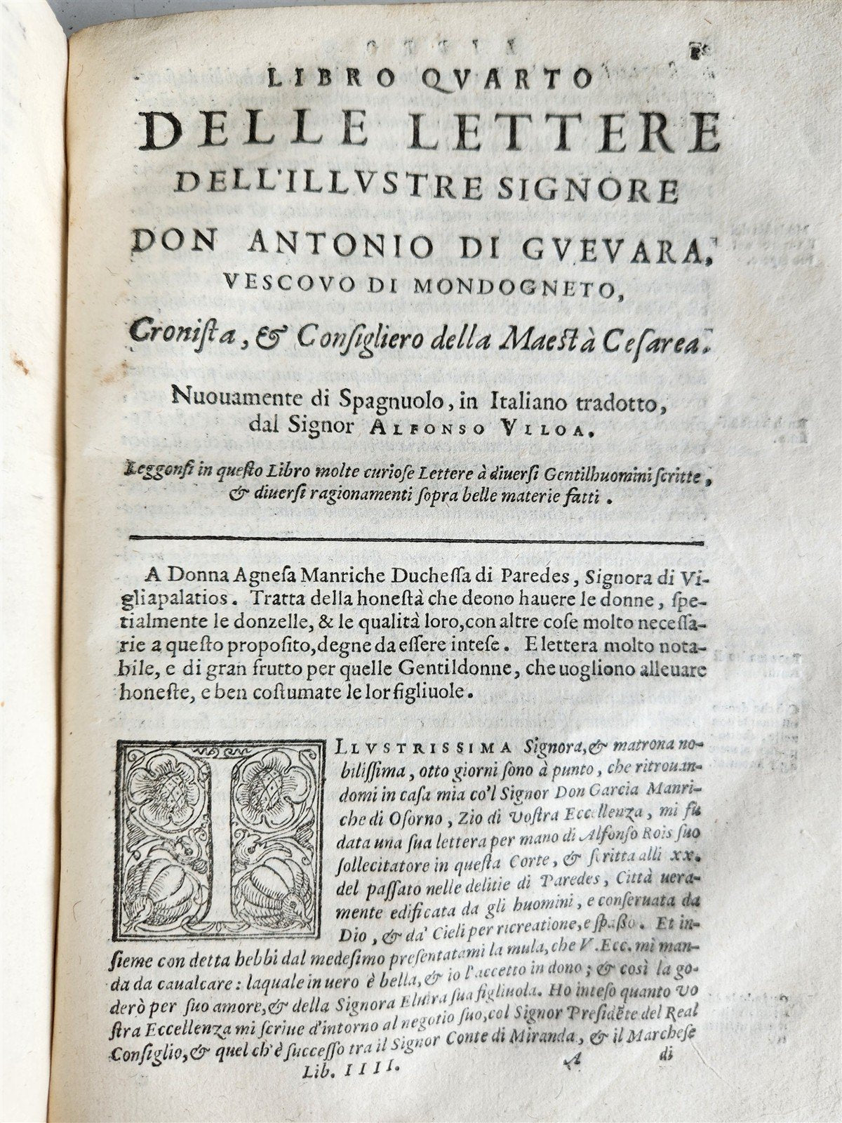 1591 LETTERE DELL'ILL. SIGNOR DON ANTONIO di GUEVARA antique 16th CENTURY