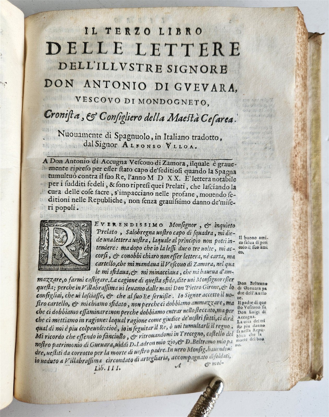 1591 LETTERE DELL'ILL. SIGNOR DON ANTONIO di GUEVARA antique 16th CENTURY