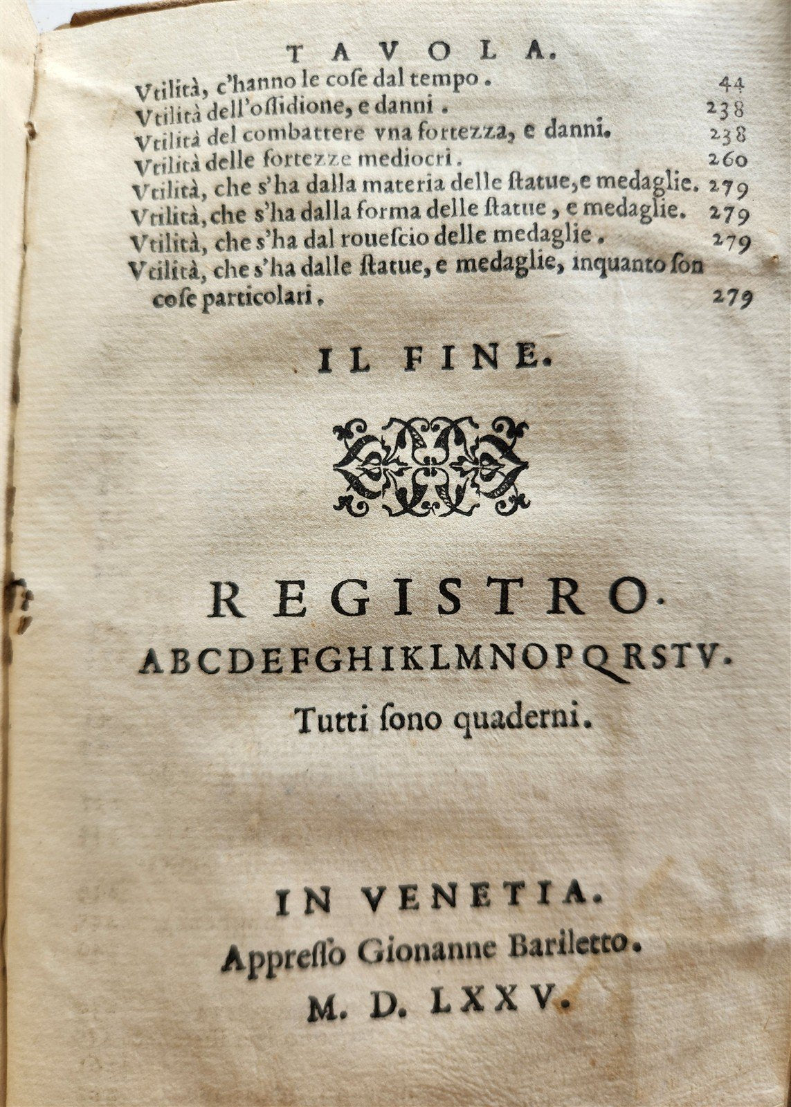 1575 I DISCORSI di M. GREGORIO ZU'COLLO NOBIL FAVENT antique VELLUM 16th century