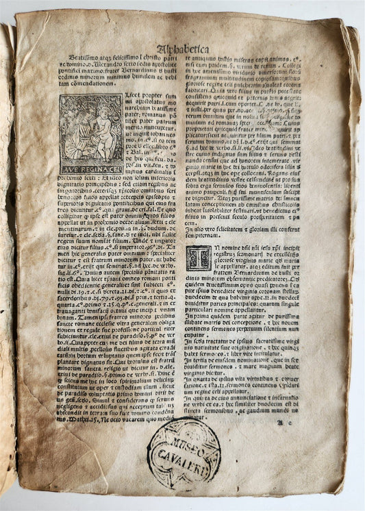 1493 INCUNABULA MARIALE by BERNARDINUS DE BUSTI antique Incunable 15th CENTURY