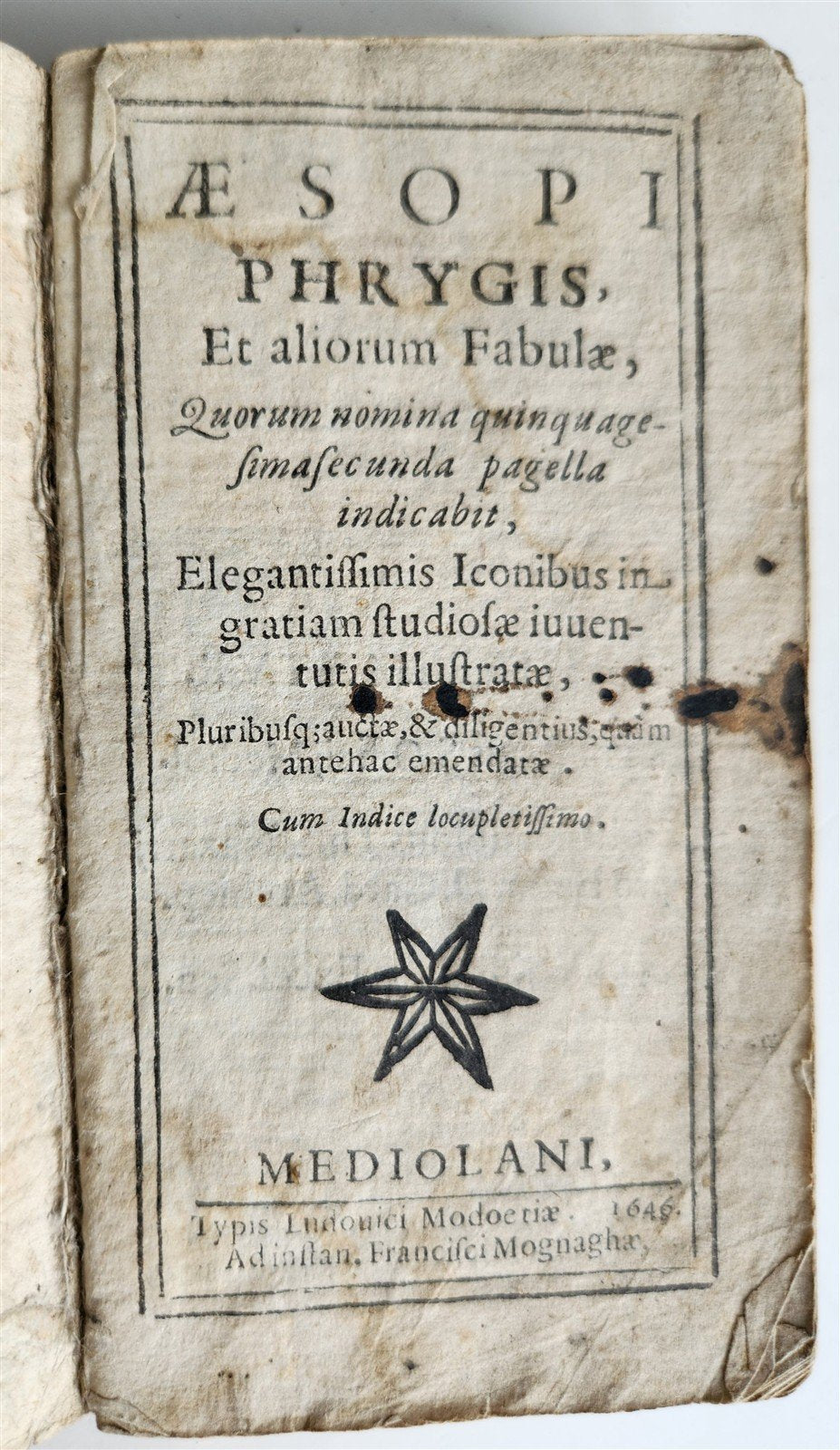 1646 AESOP FABLES FULLY ILLUSTRATED antique VELLUM BOUND 17th CENTURY