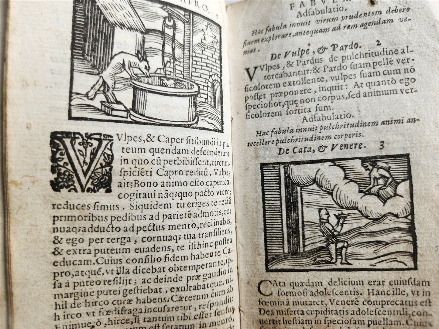 1646 AESOP FABLES FULLY ILLUSTRATED antique VELLUM BOUND 17th CENTURY