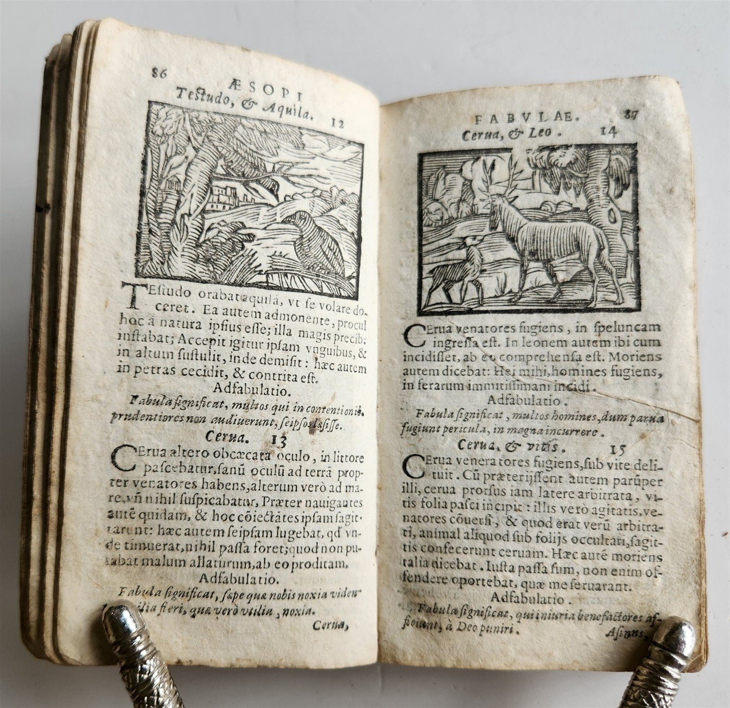 1646 AESOP FABLES FULLY ILLUSTRATED antique VELLUM BOUND 17th CENTURY