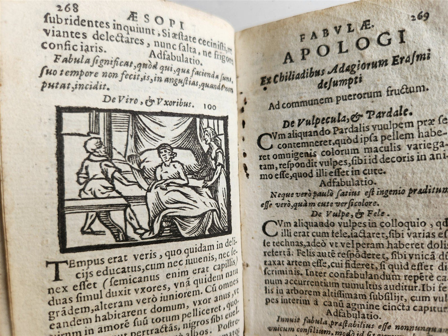 1646 AESOP FABLES FULLY ILLUSTRATED antique VELLUM BOUND 17th CENTURY