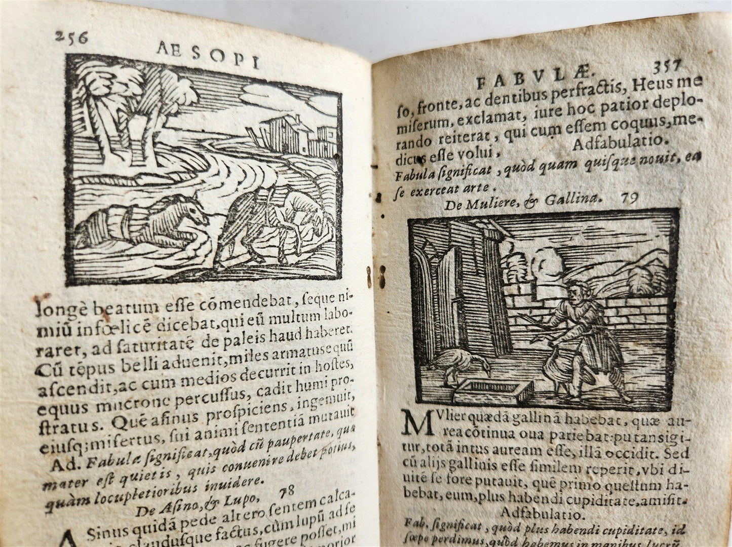 1646 AESOP FABLES FULLY ILLUSTRATED antique VELLUM BOUND 17th CENTURY