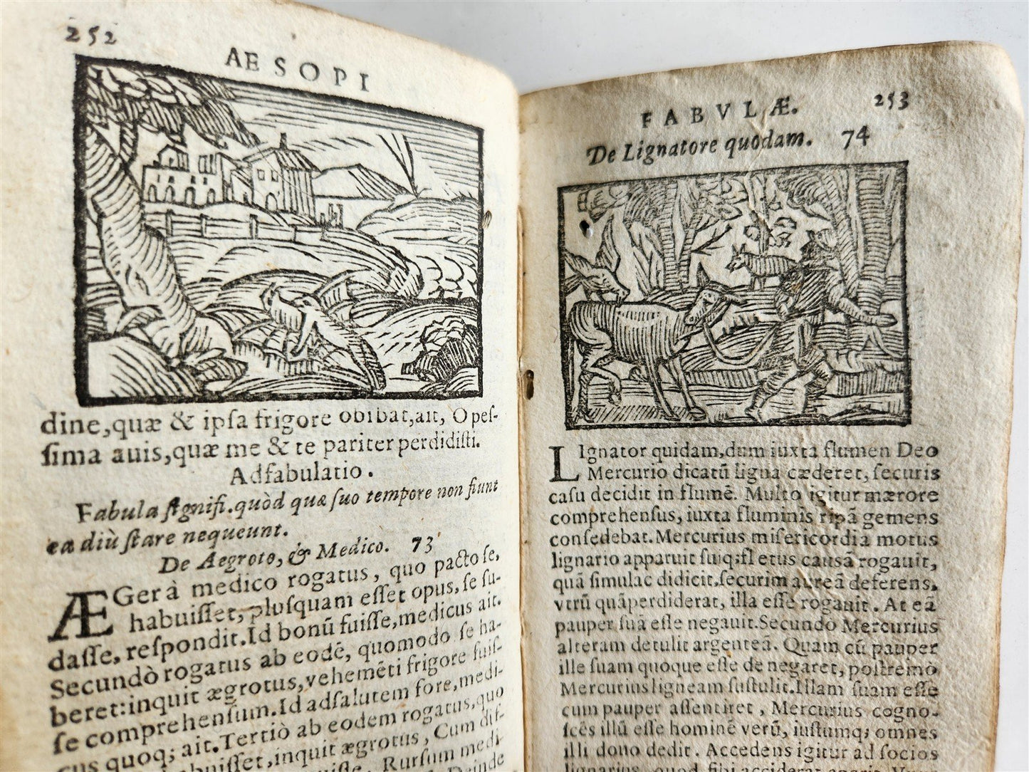 1646 AESOP FABLES FULLY ILLUSTRATED antique VELLUM BOUND 17th CENTURY