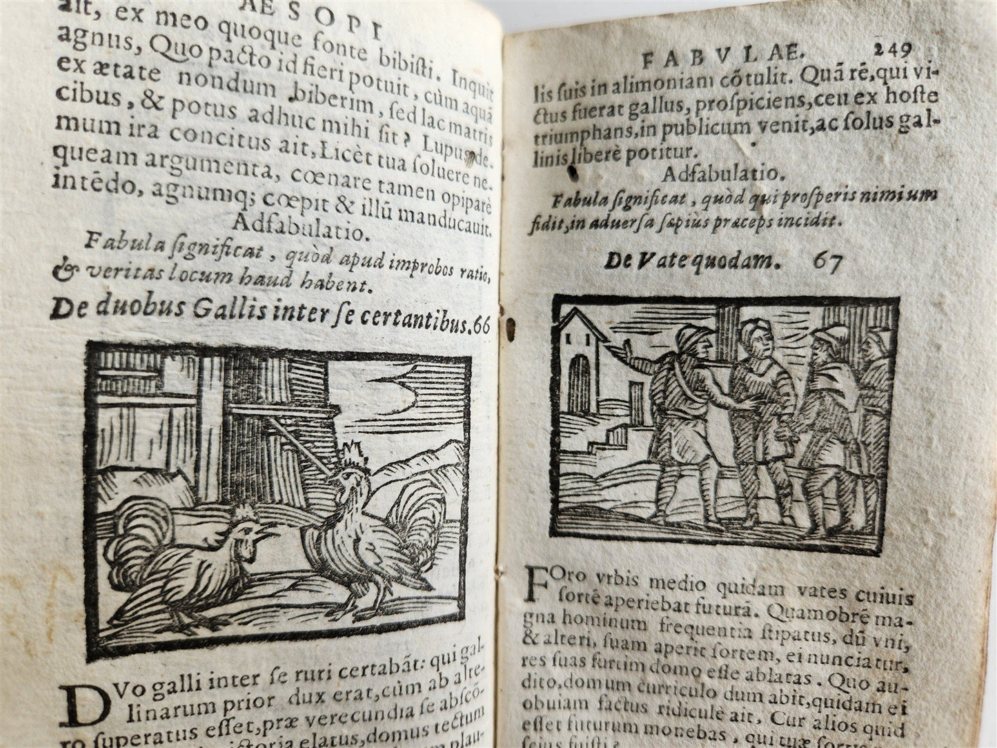 1646 AESOP FABLES FULLY ILLUSTRATED antique VELLUM BOUND 17th CENTURY