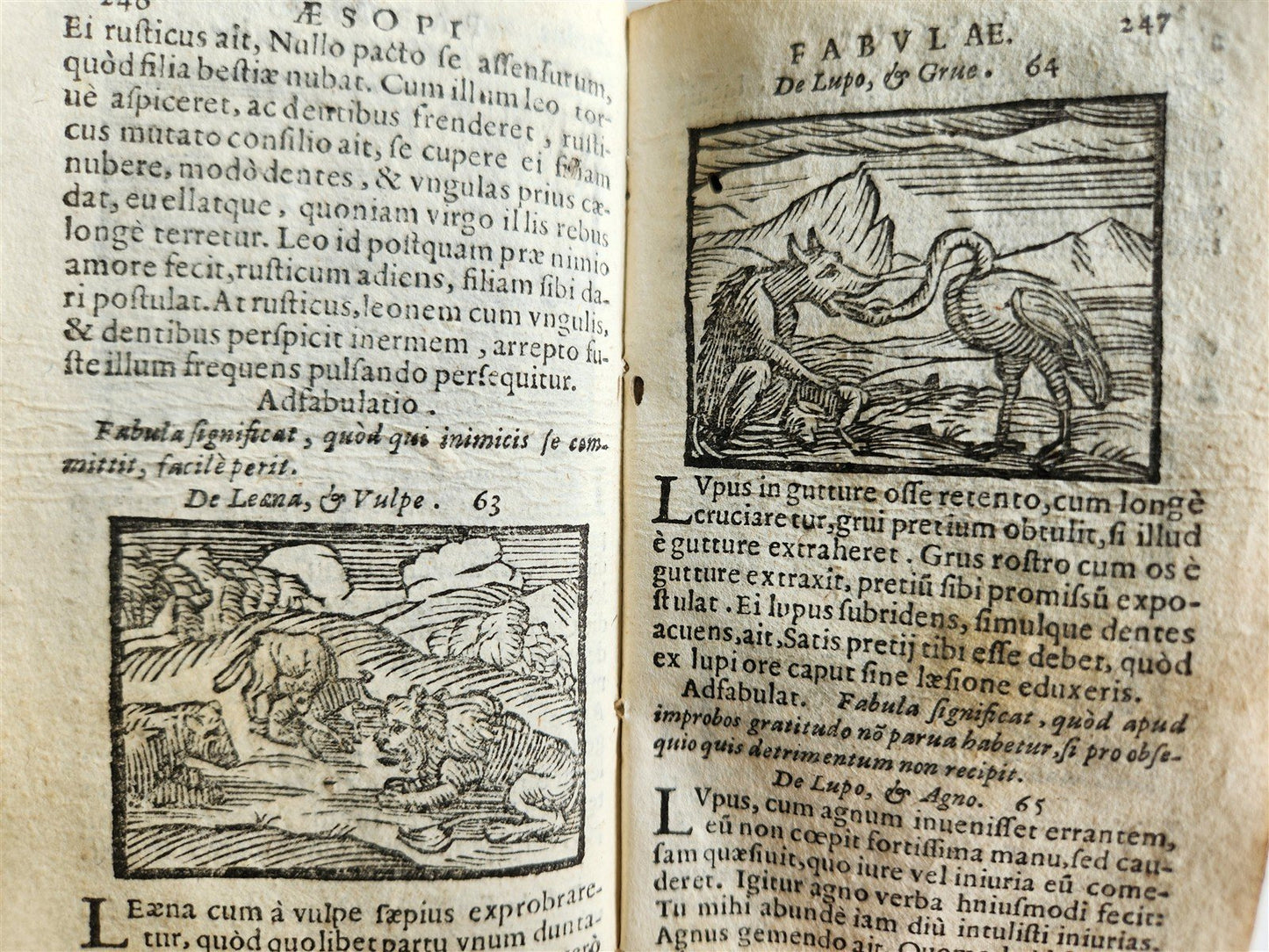 1646 AESOP FABLES FULLY ILLUSTRATED antique VELLUM BOUND 17th CENTURY