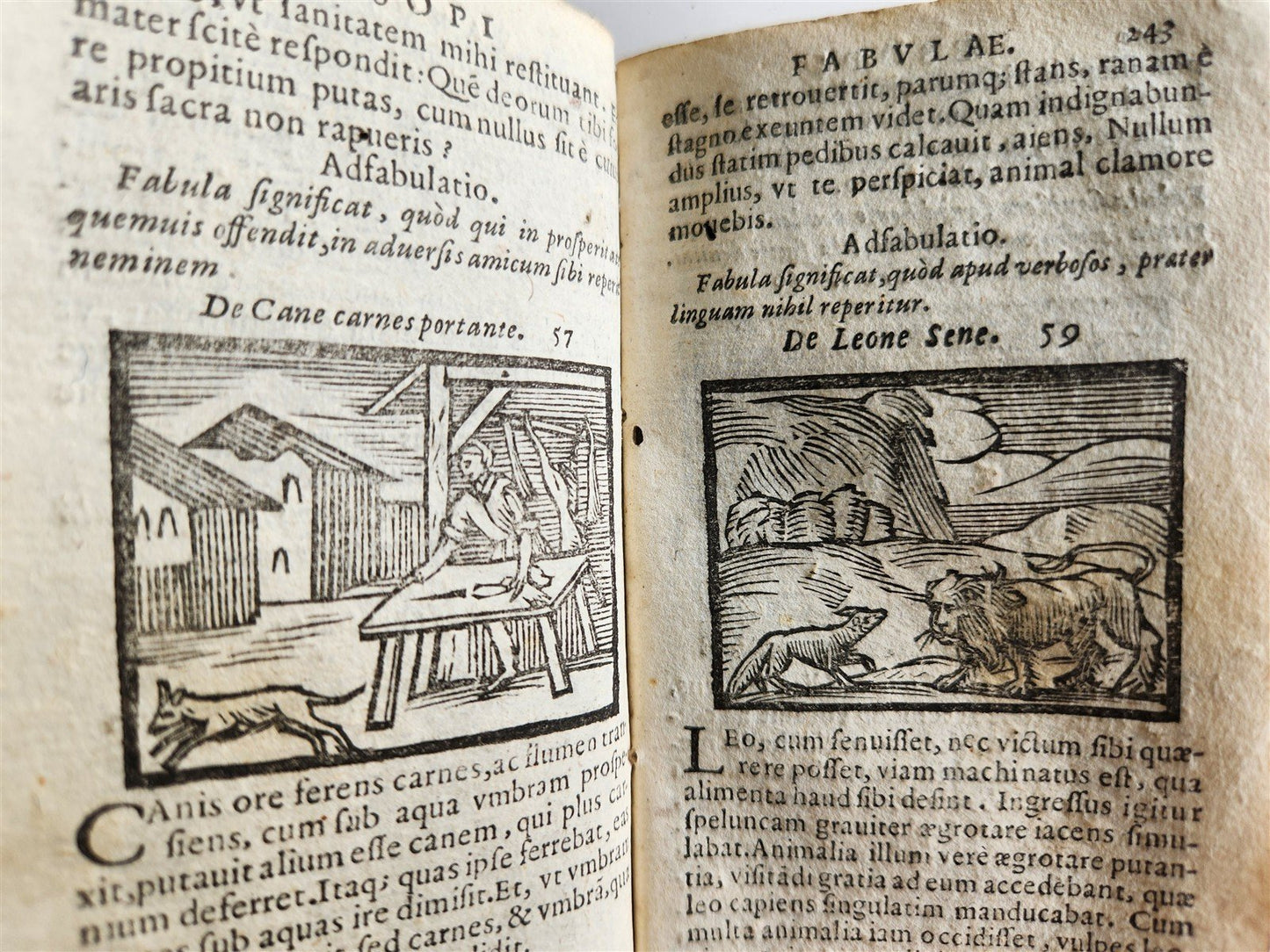 1646 AESOP FABLES FULLY ILLUSTRATED antique VELLUM BOUND 17th CENTURY