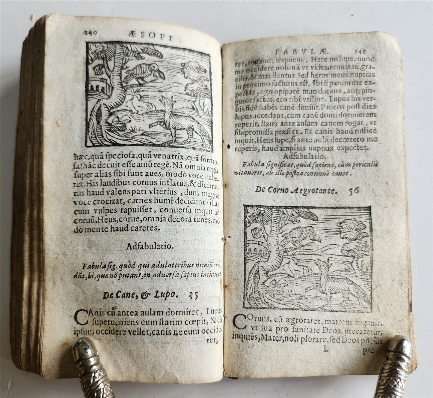 1646 AESOP FABLES FULLY ILLUSTRATED antique VELLUM BOUND 17th CENTURY