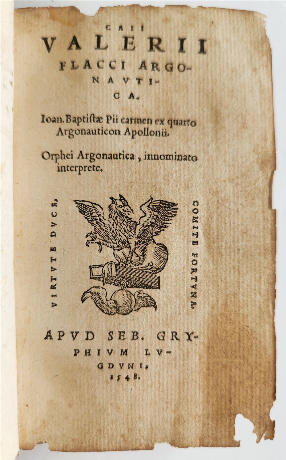 1548 ARGONAUTICA by VALERIUS FLACCUS antique POETRY vellim binding