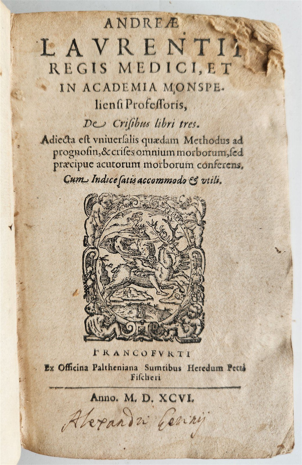1596 MEDICAL TREATISE by ANDRE du LAURENS antique VELLUM BOUND