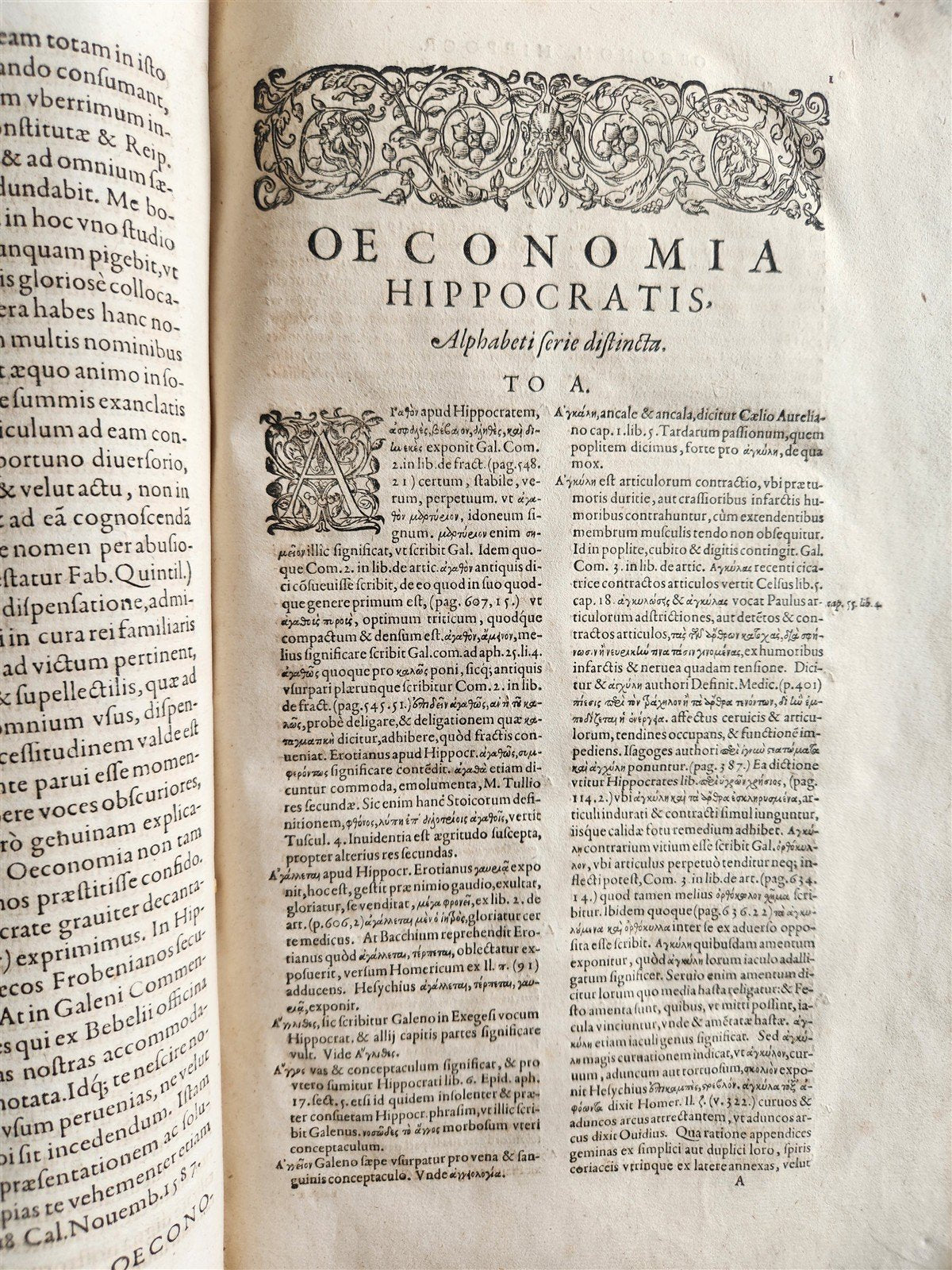 1588 Oeconomia Hippocratis antique MEDICAL 16th CENTURY