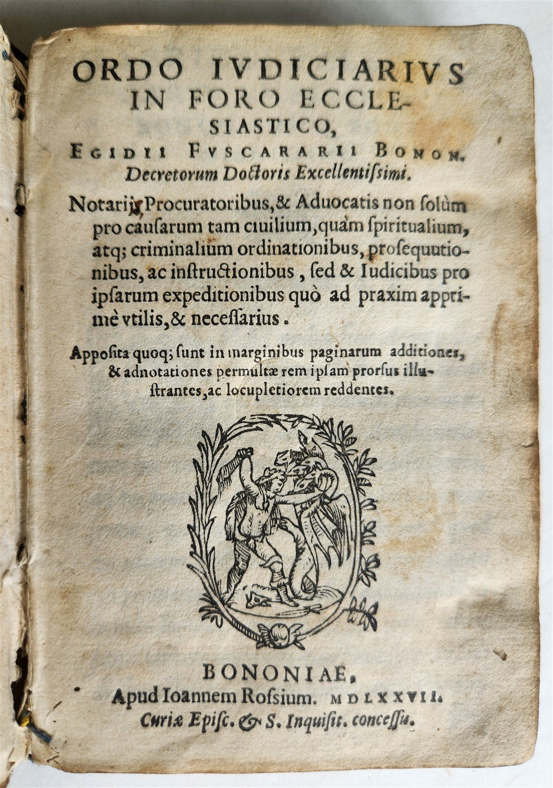 1577 CANON LAW TREATISE antique ORDO IUDICIARIUS in FORO ECCLESIASTICO vellum