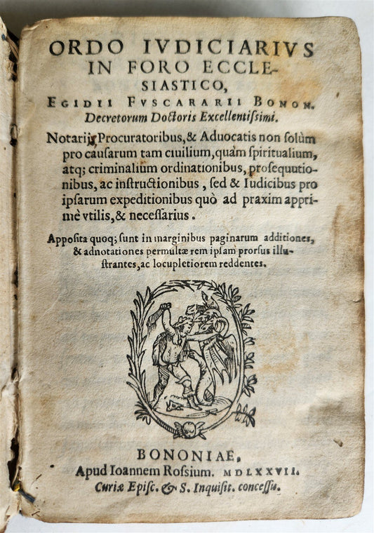 1577 CANON LAW TREATISE antique ORDO IUDICIARIUS in FORO ECCLESIASTICO vellum