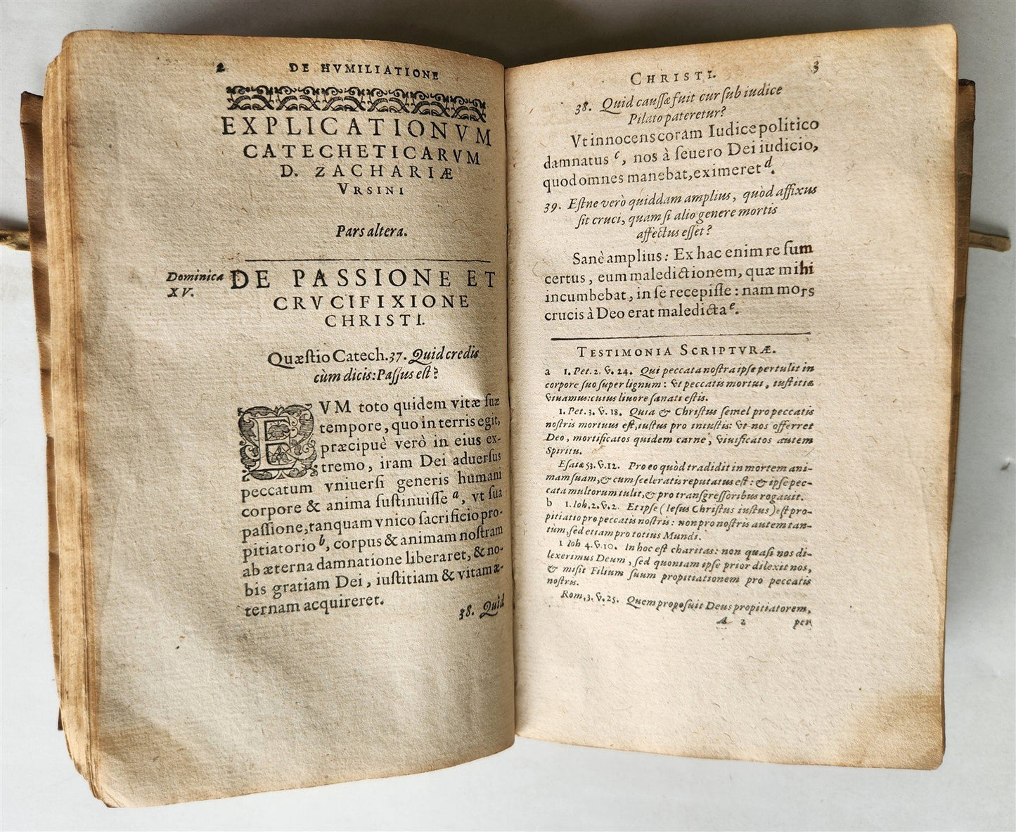 1593 PROTESTANT THEOLOGY by ZACHARIAE URSINI antique vellum 16th CENTURY