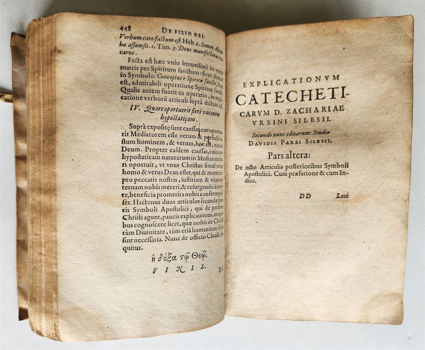 1593 PROTESTANT THEOLOGY by ZACHARIAE URSINI antique vellum 16th CENTURY