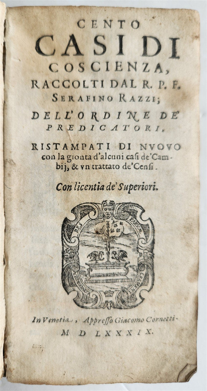 1589 CENTO CASI DI COSCIENZA by SERAFINO RAZZI antique ILLUSTRATED vellum 16th C