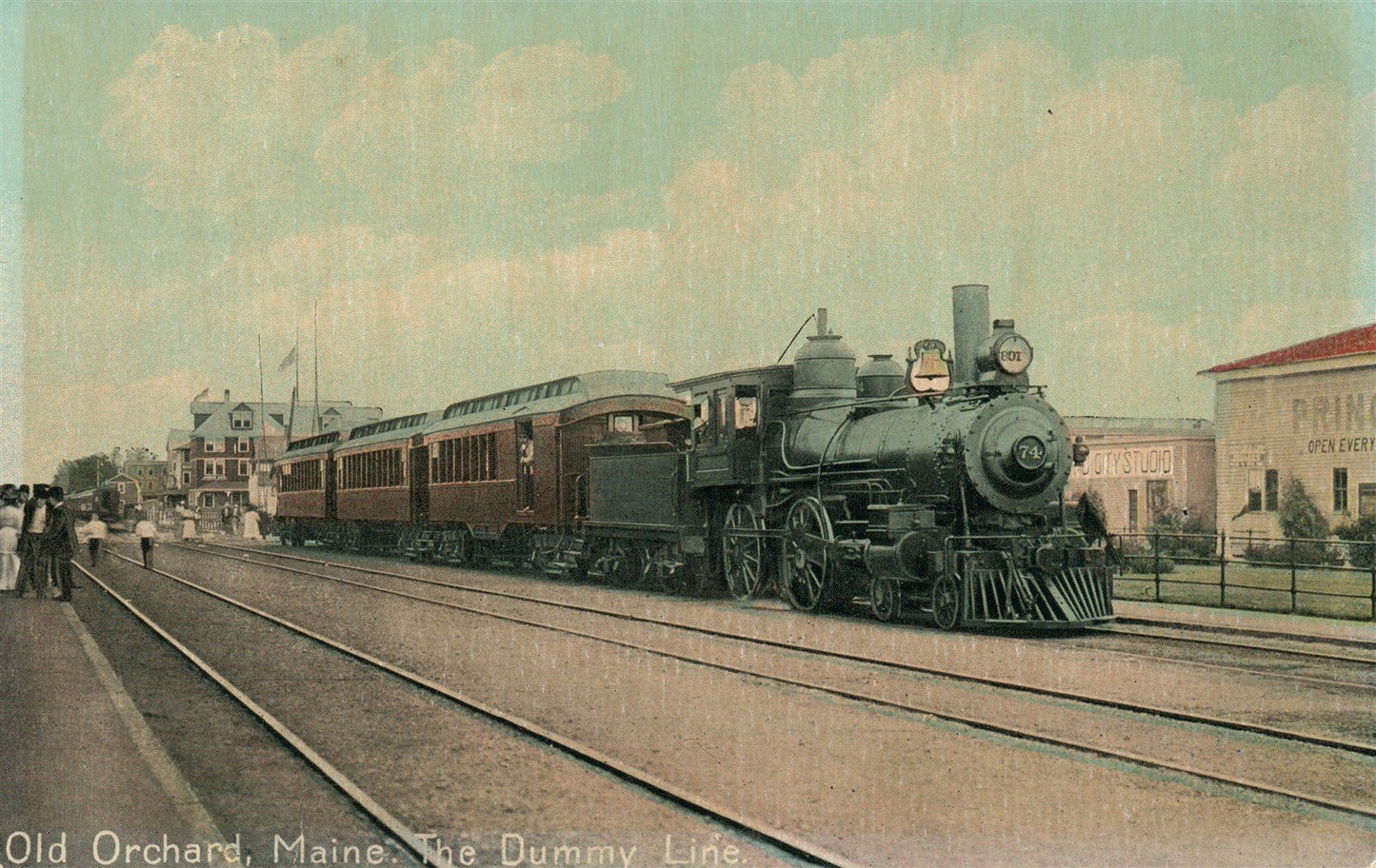 OLD ORCHARD ME DUMMY LINE RAILROAD STATION RAILWAY DEPOT ANTIQUE POSTCARD