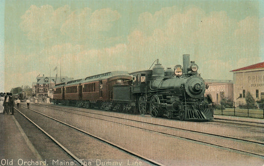 OLD ORCHARD ME DUMMY LINE RAILROAD STATION RAILWAY DEPOT ANTIQUE POSTCARD