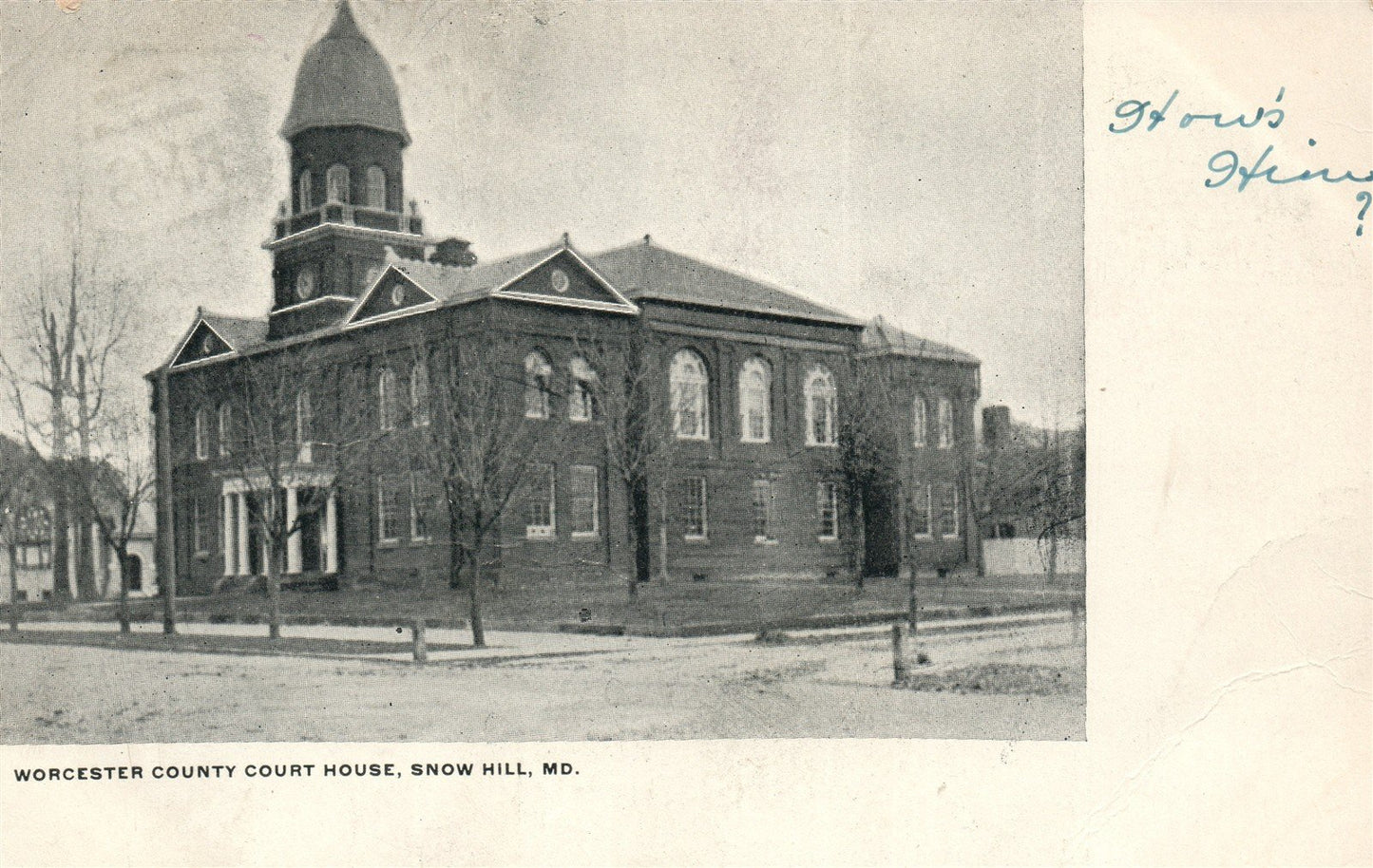 SNOW HILL MD COURT HOUSE ANTIQUE POSTCARD