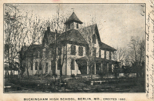 BERLIN MD BUCKINGHAM HIGH SCHOOL ANTIQUE POSTCARD