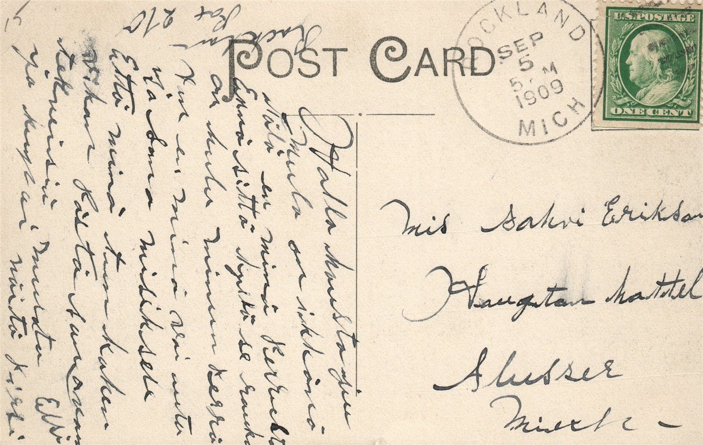 ROCKLAND MI BIRDS EYE VIEW ANTIQUE POSTCARD