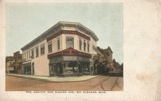 MT. CLEMENS MI GRATIOT & MACOMB STREET ANTIQUE POSTCARD