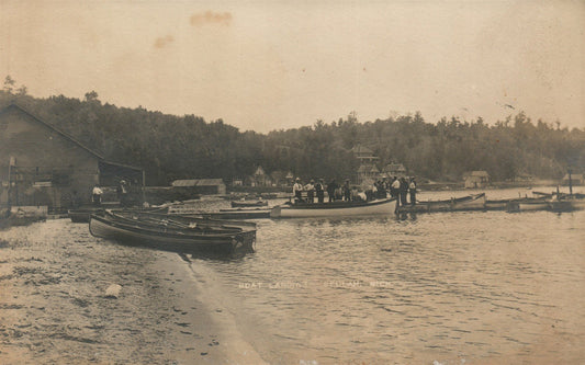 BEULAH MI BOAT LANDING ANTIQUE REAL PHOTO POSTCARD RPPC