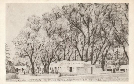 TAOS NM ADOBE WALL MOTEL ANTIQUE POSTCARD