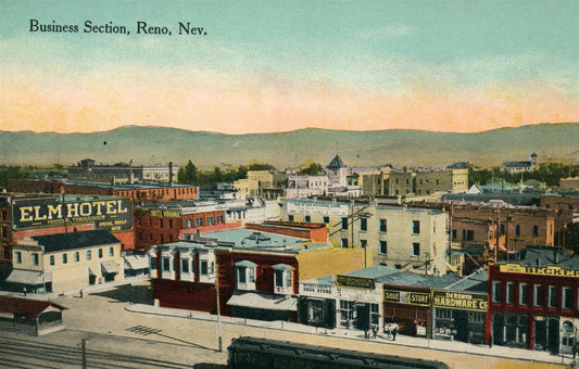 RENO NV BUSINESS SECTION ANTIQUE POSTCARD