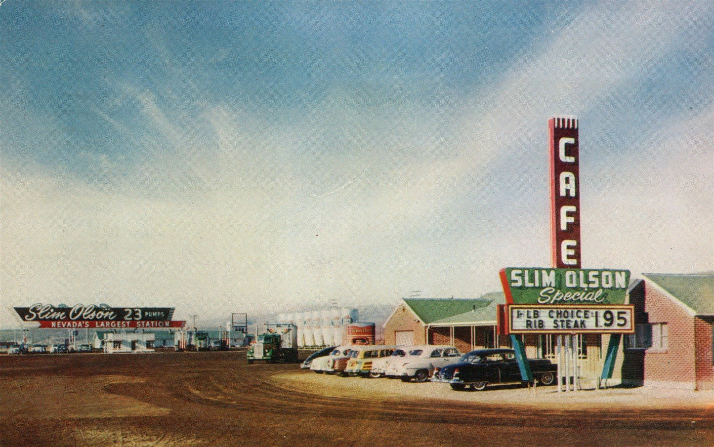 ELKO NV GAS STATION VINTAGE POSTCARD