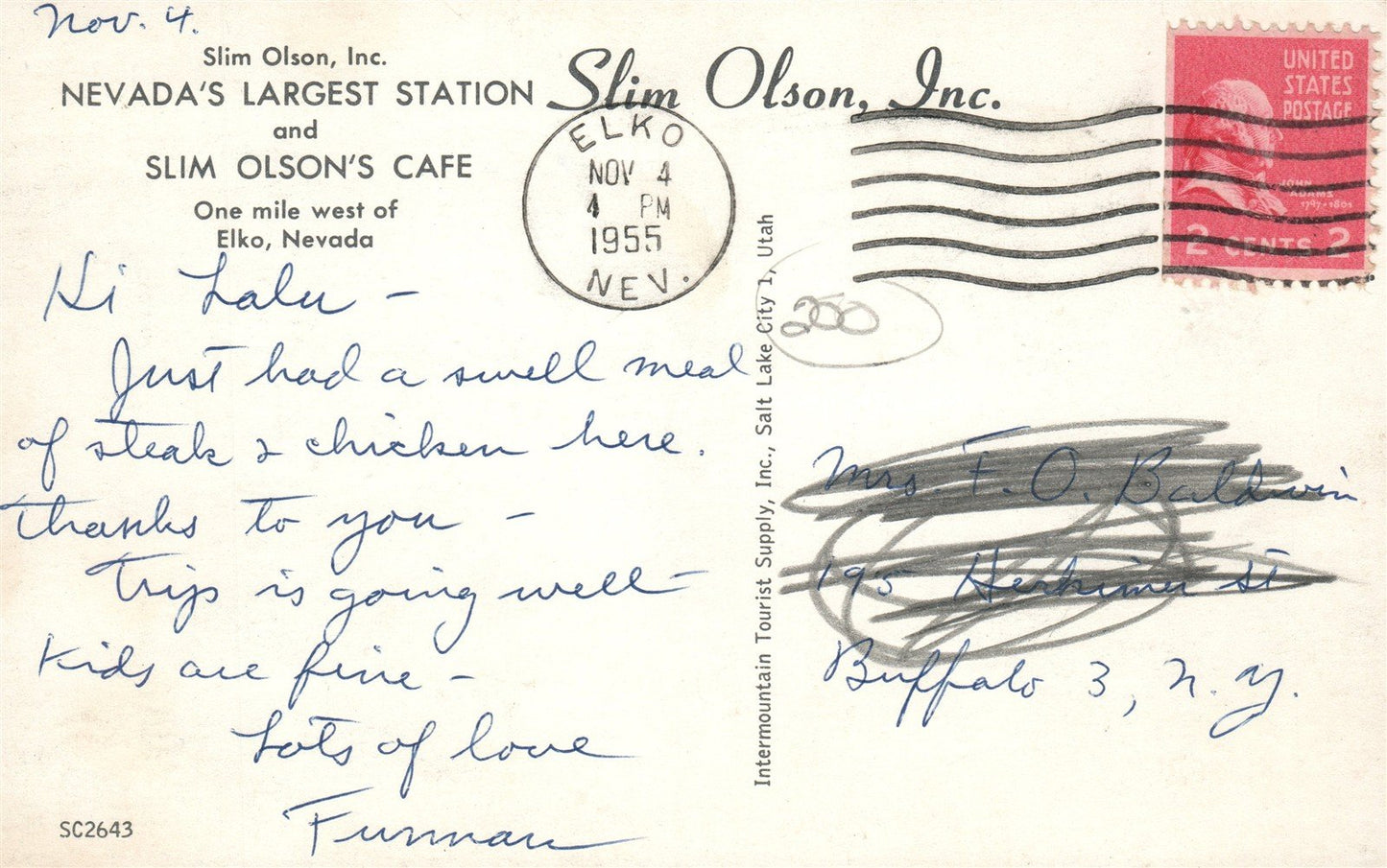 ELKO NV GAS STATION VINTAGE POSTCARD