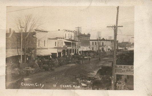 CARSON CITY NV STREET SCENE ANTIQUE REAL PHOTO POSTCARD RPPC