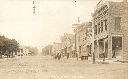 ORD NE WEST SIDE of SQUARE ANTIQUE REAL PHOTO POSTCARD RPPC
