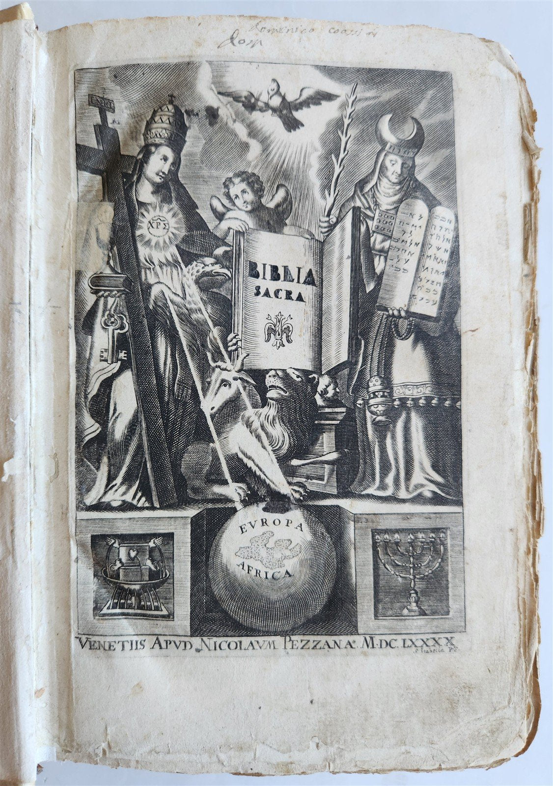 1690 BIBLE in LATIN FULLY ILLUSTRATED antique 17th CENTURY