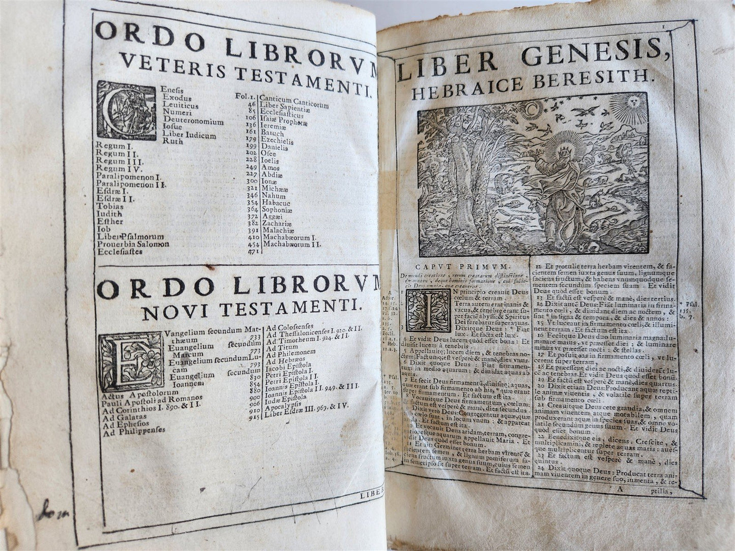 1690 BIBLE in LATIN FULLY ILLUSTRATED antique 17th CENTURY