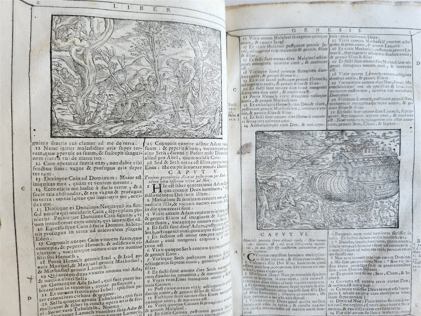 1690 BIBLE in LATIN FULLY ILLUSTRATED antique 17th CENTURY