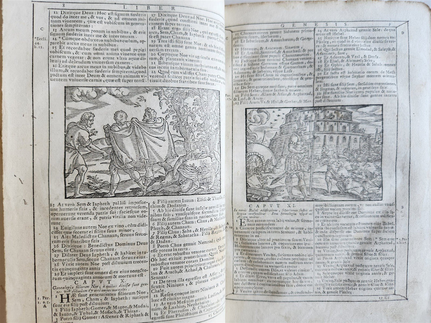 1690 BIBLE in LATIN FULLY ILLUSTRATED antique 17th CENTURY