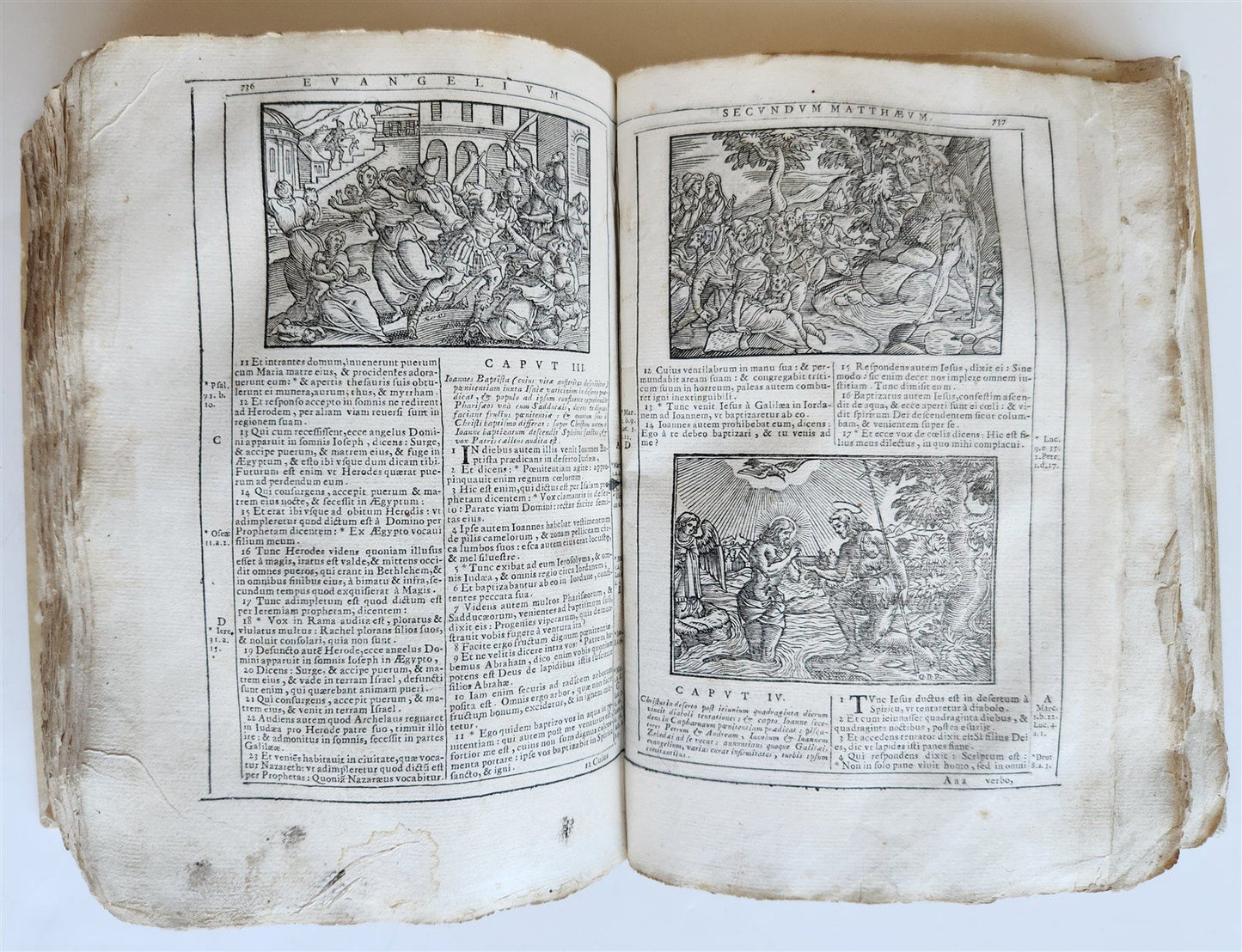 1690 BIBLE in LATIN FULLY ILLUSTRATED antique 17th CENTURY