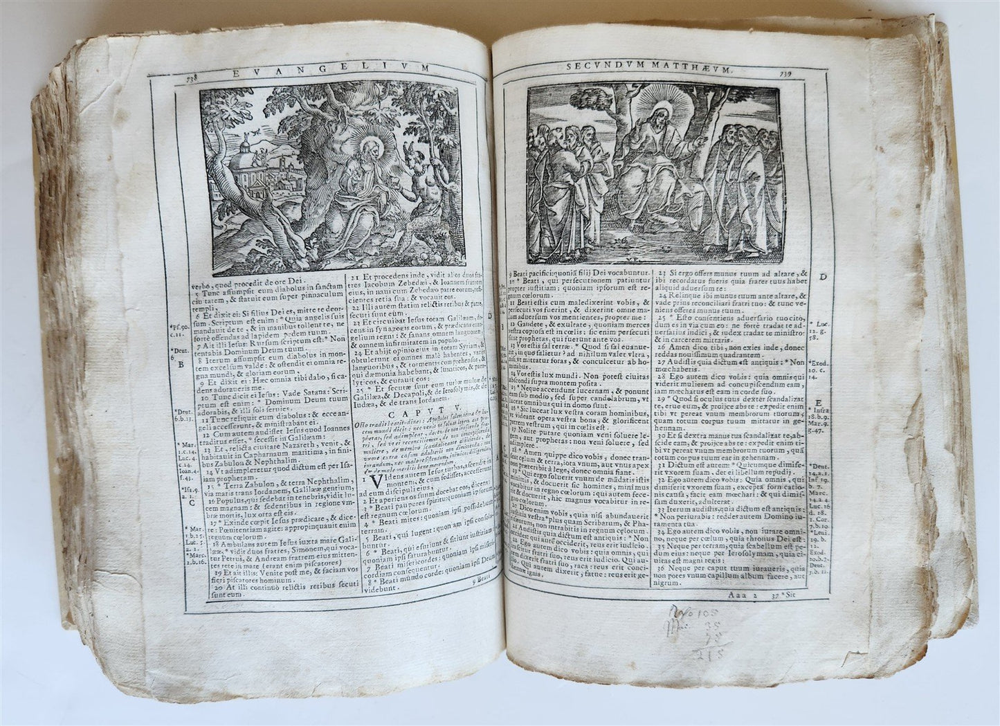 1690 BIBLE in LATIN FULLY ILLUSTRATED antique 17th CENTURY